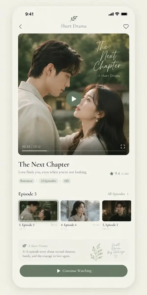 蜜桃短剧 App 追剧进度界面 · 蜜桃短剧